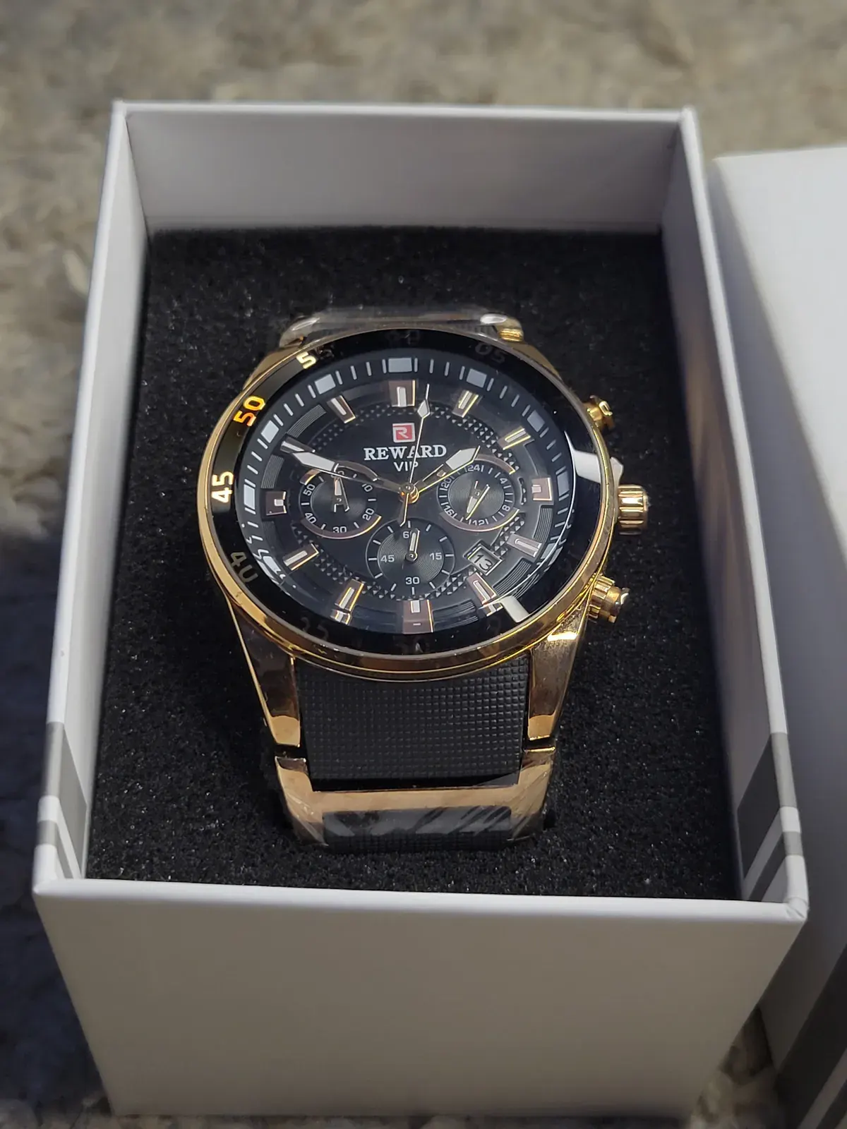 Gold Chronograph Mesh Watch